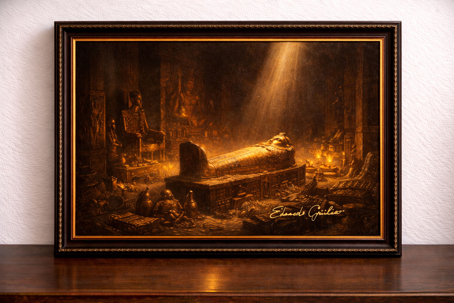 Golden treasures of the pharaoh's chamber