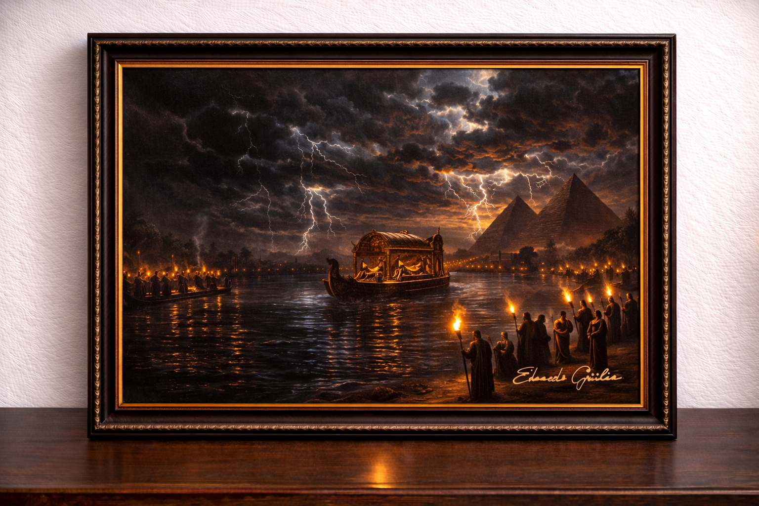 Pharaoh's funeral procession on the Nile