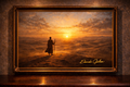 Lone figure in desert at sunrise
