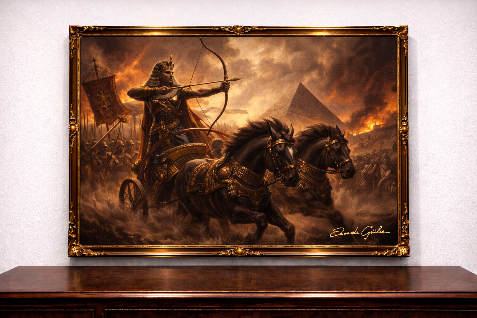 Pharaoh leading charge in battle