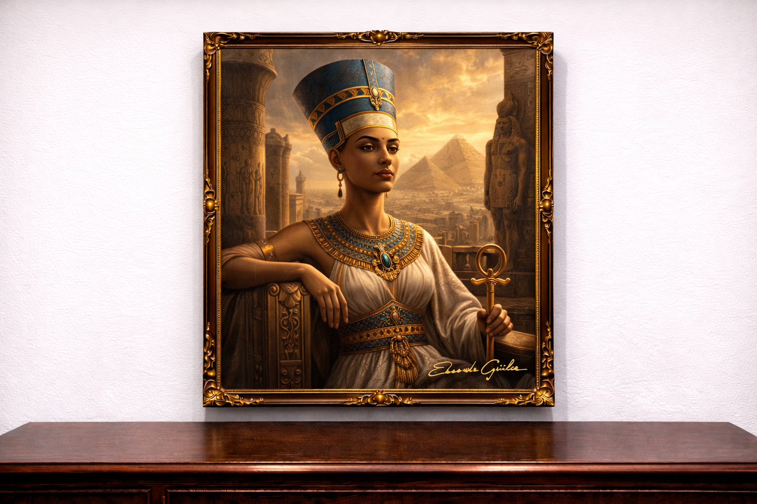 Queen Nefertiti in oil portrait