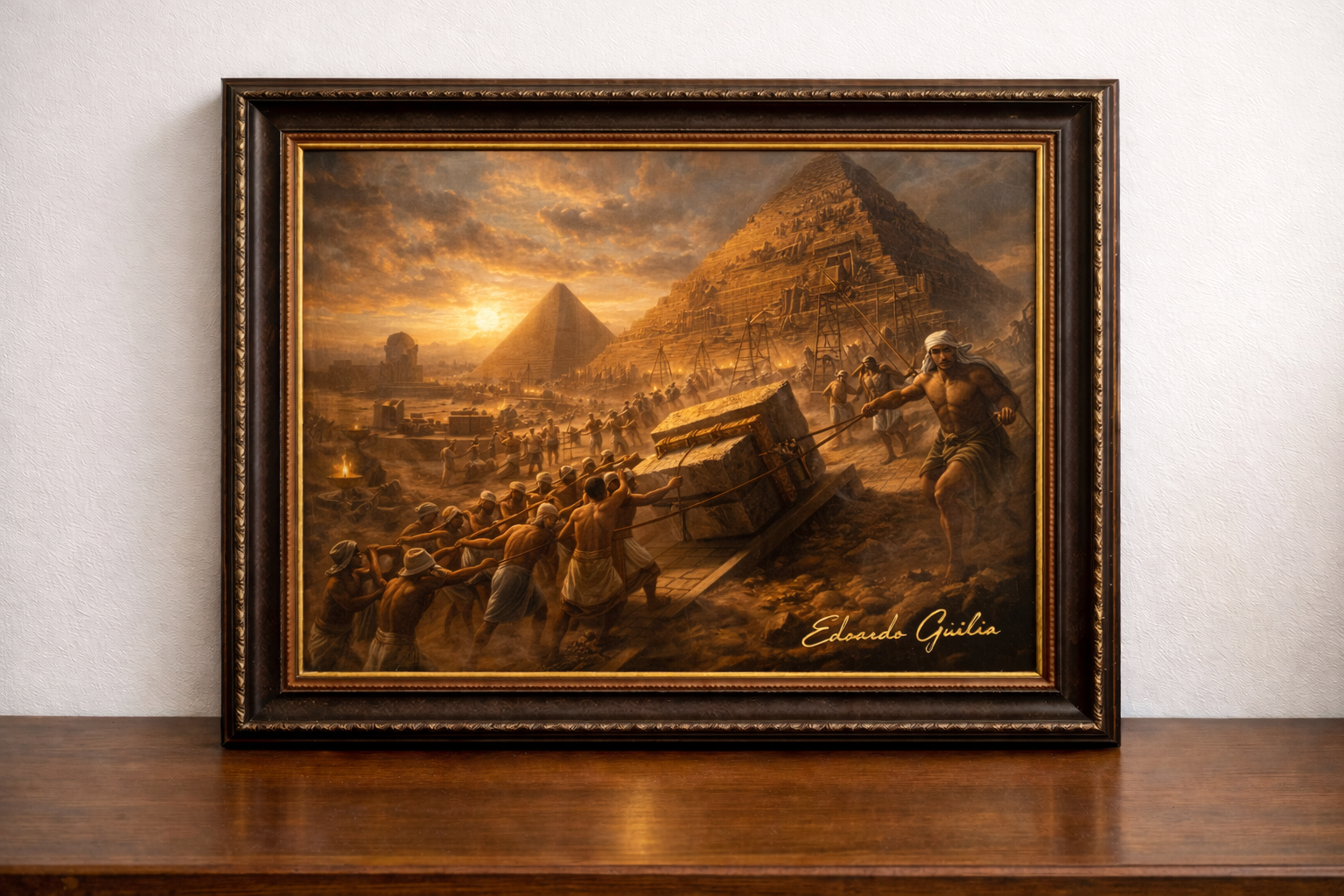 Egyptian laborers building the pyramid