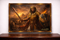 Pharaoh leading battle in golden armor