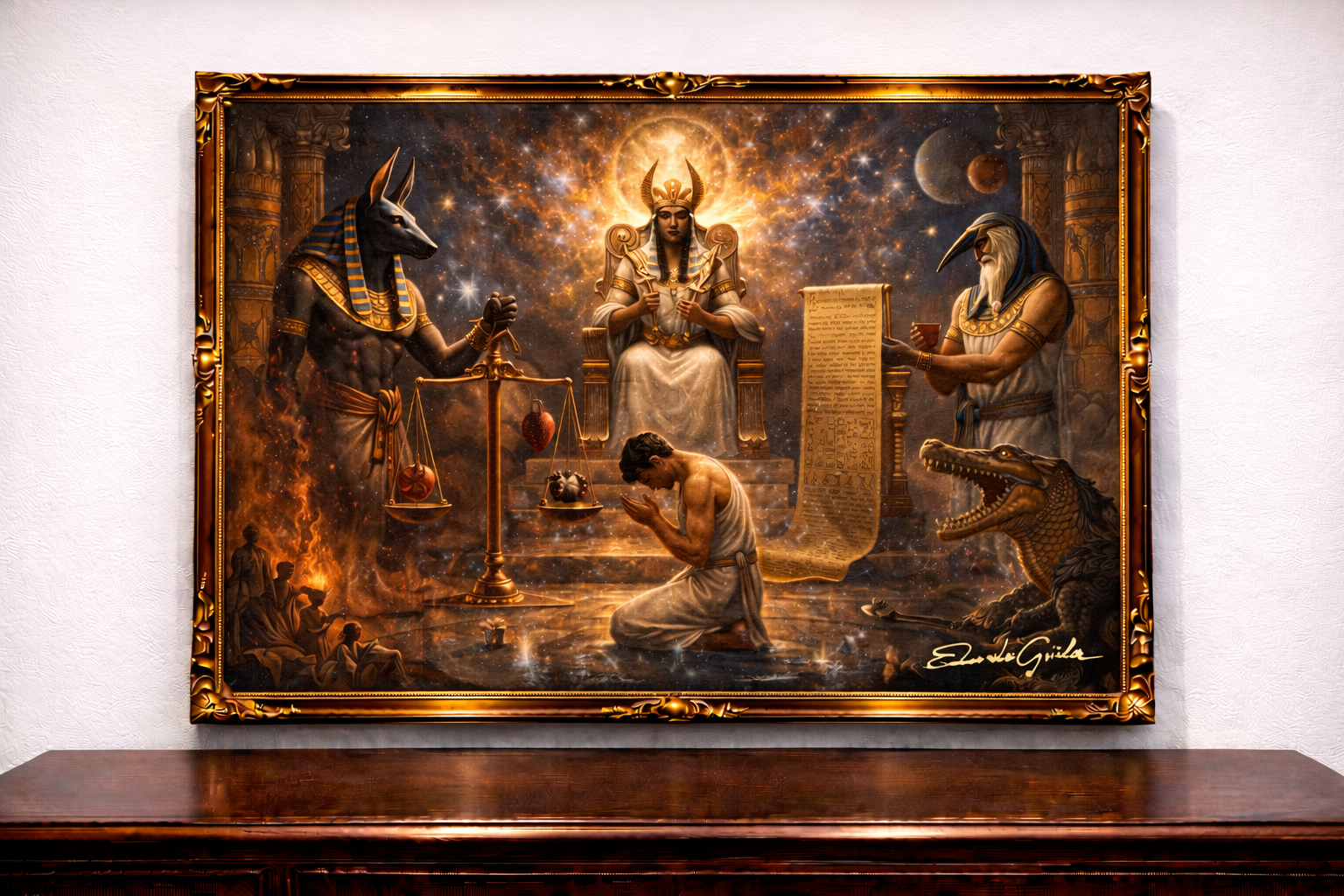 Ancient Egyptian river ceremony at sunset